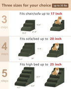 Aodisman Dog Steps for Bed or Couch,4 Step Pet Stairs for Small Dogs & Cat | Curved dog ramp help small dogs, senior cats and puppies get on and off couches and beds, non-slip bottom, 17.4" H,Green