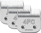 4FC Dog Grooming Replacement Blades Compatible with Andis Clipper | Compatible with Oster A5,Wahl km10 Dog Clippers,Size-#4FC, 3/8-Inch Cut Length (9.5mm),3-Pack