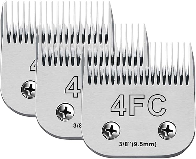 4FC Dog Grooming Replacement Blades Compatible with Andis Clipper | Compatible with Oster A5,Wahl km10 Dog Clippers,Size-#4FC, 3/8-Inch Cut Length (9.5mm),3-Pack