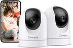 Cinnado 2K Indoor Security Camera with Alert for Pet/Cat/Nanny, D1 2Pack | Baby Monitor with 2.4Ghz Wi-Fi Camera & Audio, Night Vision, 24/7 SD Card/Cloud Storage, Compatible with Alexa & Google Home