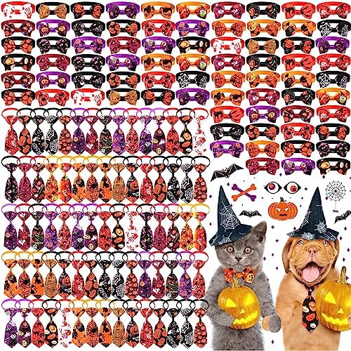 Chunful 150 Pcs Adjustable Halloween Dog Bow Ties & Pet Neckties, Ghost by Chunful