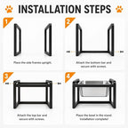 Adjustable Height Elevated Large Dog Water Bowls with Stainless Steel Bowls and Metal Stand，4-Level (8/10/12/14 Inches) Pet Bowl for Dogs for Large Medium Dogs - Durable, Easy to Clean (2.4gallon)