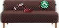 Turquoize 100% Waterproof Futon Cover Futon Slipcover Washable Armless Sofa Bed Slipcover Protector Seat Width Up to 70" with Adjustable Elastic Strap Anti-Slip for Dogs, Brown