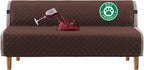 Turquoize 100% Waterproof Futon Cover Futon Slipcover Washable Armless Sofa Bed Slipcover Protector Seat Width Up to 70" with Adjustable Elastic Strap Anti-Slip for Dogs, Brown