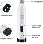 Casfuy Dog Nail Grinder Upgraded - Professional 2-Speed Whisper-Quiet Electric Pet Nail Trimmer Painless Paws Grooming & Smoothing for Small Medium Large Dogs & Cats (White)