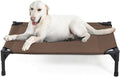 Garnpet Elevated Dog Bed for Large Dogs, Raised Dog Cot Fits Up to 120 LBs, Heavy Duty Pet Cots with Durable Supportive Teslin Recyclable Washable Mesh, Indoor & Outdoor Pet Bed, Brown
