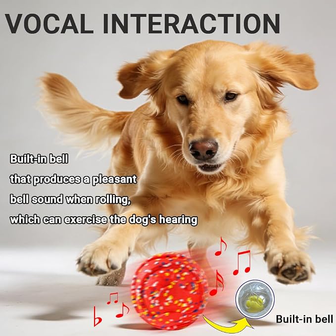 Mankoda Durable Dog Toy Ball, 5" Big Ball for Aggressive Chewers - Red | Hollow Design, Bouncing & Lightweight, ETPU Non-Toxic Chewing, Built-in Bell, Dog Herding Toy for Medium / Large Dogs