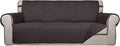 PureFit Reversible Quilted Sofa Cover Dog Couch Covers for Sofa, 66 in | Chocolate/Chocolate, Water Resistant, Washable, Non Slip and Elastic Straps, For Kids, Dogs, Pets