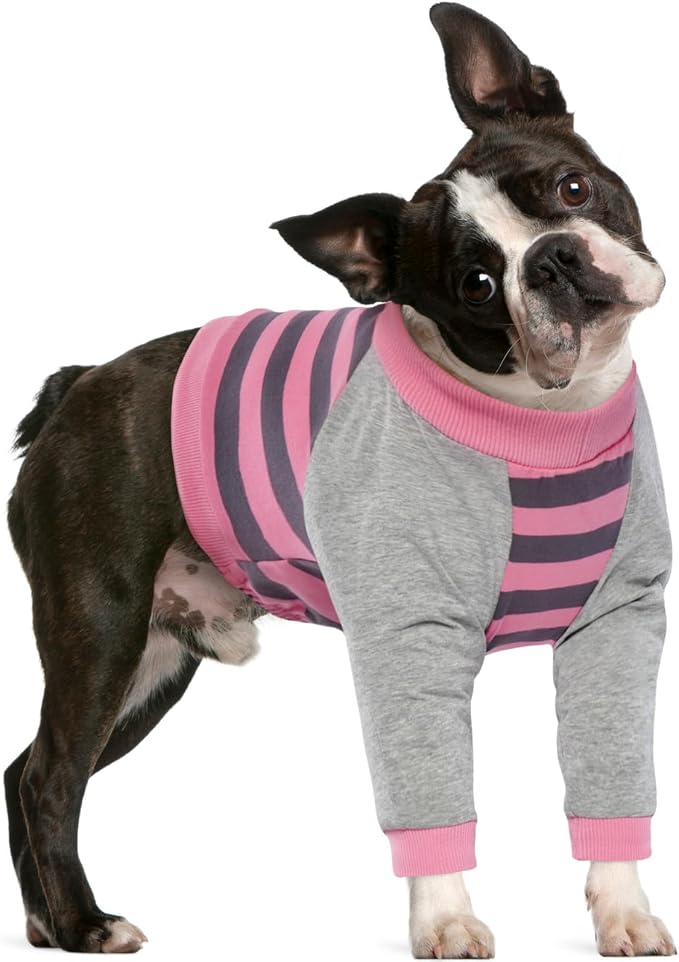 FUAMEY Dog Recovery Sleeve with Elbow Protector, Pink Stripes S | Stop Licking Joints,Pet Long Sleeve Suit, Protecting Dog's Front Leg Chest Arm Wounds, Cover Skin Conditions,Hot Spots