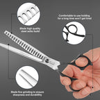 Dog Grooming Scissors,Curved Thinning Scissers and Chunker Shears for Dog Grooming with Safety Round Tips, Sharp and Comfortable 5 in 1 Deg Scissors for Grooming
