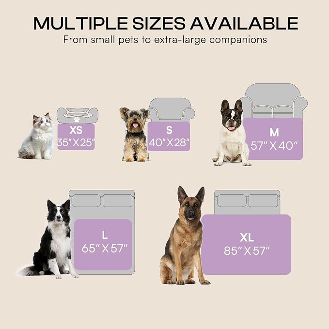 Luciphia Waterproof Pet Blanket, Washable Reversible Sherpa Fleece Throw | Liquid-proof furniture protector for bed and couch, soft reversible sherpa fleece for dogs, cats purple, XL