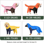 Full-Body Dog Raincoat with Detachable Hood, Waterproof Reflective Dog Rain Jacket with Tail Cover, Adjustable Fit and Leash Portal for Rainy Walks, Blue, Medium