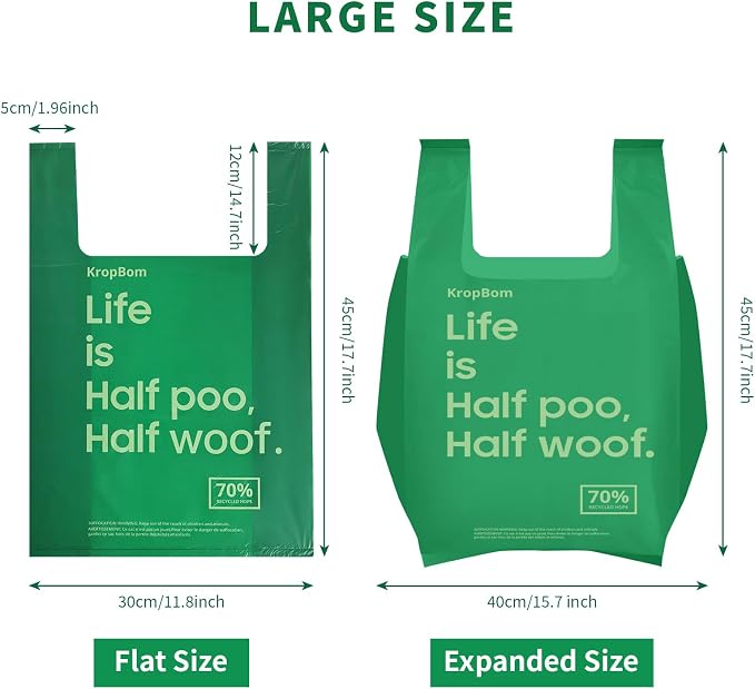 60 Count Cat Poop Bags Large Pet Waste Sacks with Handles, Disposable Litter Bags for Pet Poop, Extra-Thick Waste Bags Easy Tie Leak-Proof Strengthen Unscented