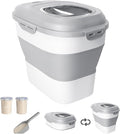 20-50 Lbs Airtight Food Storage Container Wheels,Collapsible Rice Container | Flour Storage Container with Double Airtight Seal,Rice Storage Container with Magnetic Lid,Keep Fresh for Pet Food,Rice,Flour