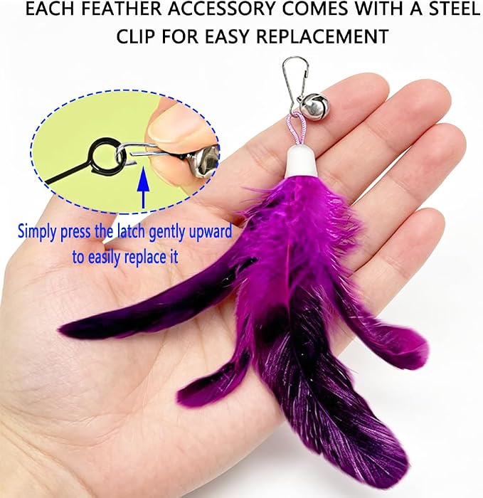 40 Pcs Cat Toys - Cat Wand Toy Replacement Feather Worm | Cat Fishing Pole Toy, Cat Wand Feather Attachment/Cat Toy Wand Caterpillar Attachment/Cat Fishing Pole Toy Tassel Attachment