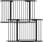 Cumbor Pack of 2 Baby Gate for Stairs, 29.7–48" Pressure Mounted Dog Gate for Doorways, Auto Close Safety Pet Gate Indoor, Easy Walk Thru Wide Child Gate, Black, Mom's Choice Award Winner