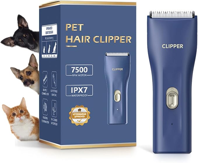 Dog Grooming Kit Clipper for Thick Coat | Low Noise, Cordless Cat Hair Trimmer, Rechargeable Shaver Pet Grooming Tools