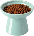 LoeJan Elevated Cat Food and Water Bowls Set, Extra Wide and Raised Ceramic Feeder, Anti-Vomit Whisker-Free Pressure Feeding Bowl for Kittens Adult Small Dogs (Blue, Food Bowl)