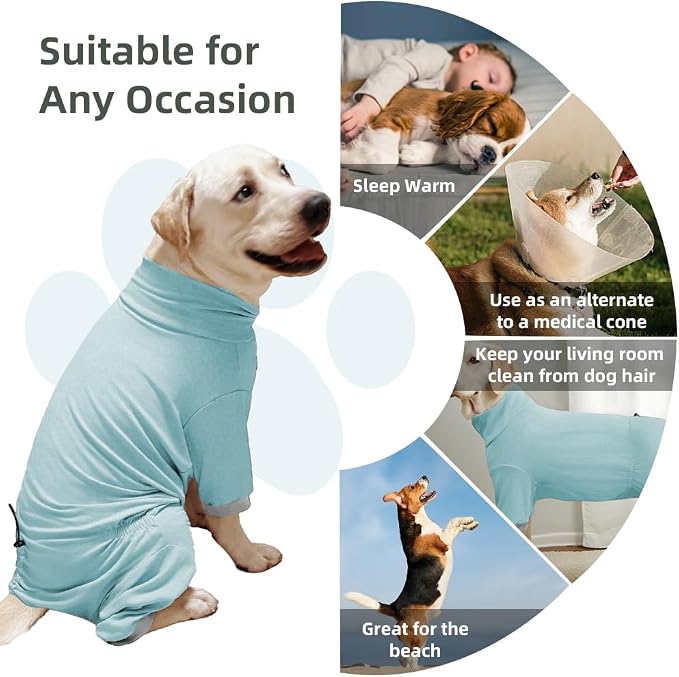 Dog Pyjamas PJS Sweater Clothes and Home Clothing Suitable for Medium to Large Breeds of Dogs, Dog Neutering Suits, Extra-Large Stretch Fabric, Four-Legged Clothes(Thin Blue, 4XL)