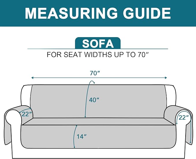 Turquoize 100% Waterproof Couch Cover Sofa Covers Washable Couch Covers for 3 Cushion Couch Sofa Pet Friendly Triple Non-Slip Couch Cover for Dogs Furniture Covers for Pets, Kids,Dog (Sofa 70", Sage)