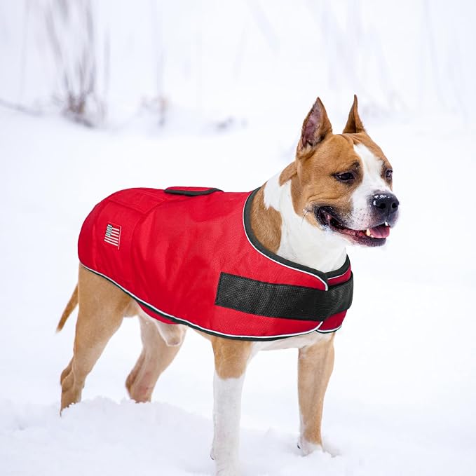 BEAUTYZOO Dog Winter Coat for X-Large Dogs Waterproof, Warm Reflective Great Dane Oxford Canvas Jacket, Fleece Dog Cold Weather Coats Windproof for Female Male Dogs, Red XL