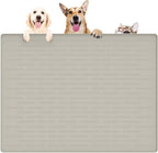 39.4"x29.5" Large Pet Food Mat, Silicone Dog Mats for Food and Water, Nonslip Pet Feeding Mats for Floors,Dog Cat Bowl Mat with Raised Edges, Beige