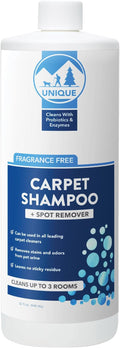 Unique Carpet Cleaner Shampoo, Pet Odor Eliminator & Stain Remover, Enzyme Cleaner for Dog & Cat Urine, Deep Clean Solution, 32 oz
