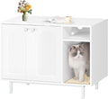 Hzuaneri Cat Litter Box Enclosure, Hidden Litter Box Furniture with Storage | Large Wooden Cabinet with Sisal Mat, Modern Cat Washroom for Living Room, Bedroom, Entryway, White CB01513W