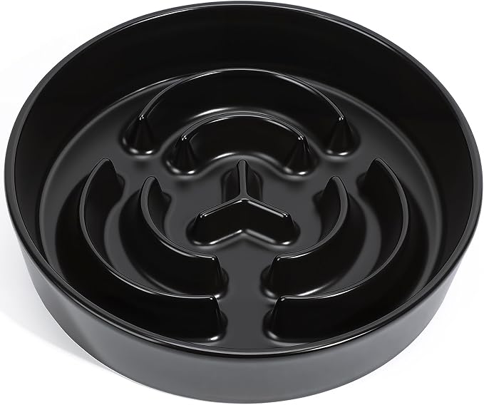Ceramic Slow Feeder Dog Bowls 0.6 Cups for Small Fast Eaters,White | Reduces Bloating,6.02x1.38 Inch Dish For Daily Dog Meals, Maze Puzzle Slows Down Eating, Anti-Choking,9.0oz Water