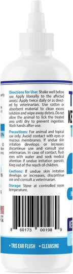 Truseb Cat & Dog Ear Infection Treatment Solution – Medicated Ketoconazole 1% TRIS with Trizmax EDTA (Tromethamine USP, Disodium Edta) – Soothes Itchy & Inflamed Ears, Cleans Debris and Buildup(12 oz)