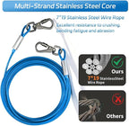 Dog Tie Out Cable - Chew Proof Steel Wire Lead - 360° Tangle Free Outdoor Leash for Pups - Dog Runner Cable for Small to Medium Dogs (Blue, 45lbs/10ft)