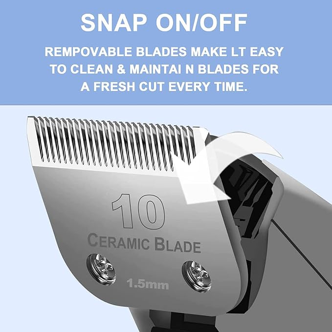 5PCS Dog Grooming Clipper Replacement Blade Compatible with Andis Clipper | Dog Clipper Blade for Oster A5/Wahl KM Series Dog Clipper,Ceramic Blade & Stainless Steel Blade(10+30+40+5FC+7FC)