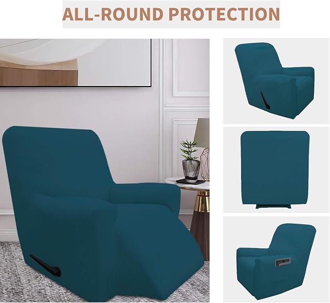 Easy-Going 100% Waterproof Recliner Chair Cover，1-Piece Recliner Slipcover | Dual Waterproof Couch Cover for Recliner，Leakproof Furniture Protector for Kids Pets Dog Cat Daily Stain, Peacock Blue