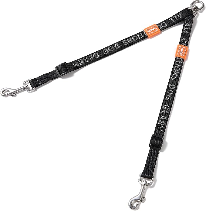 HOWGO Double Dog Leash,Tangle-Free 360 Swivel(Black, Std M-L Splitter) | Individually Adjustable Length, Coupler Leads 2 Dogs,Zinc Alloy Hooks,Durable Nylon,No-Tangle Walking,All Breeds