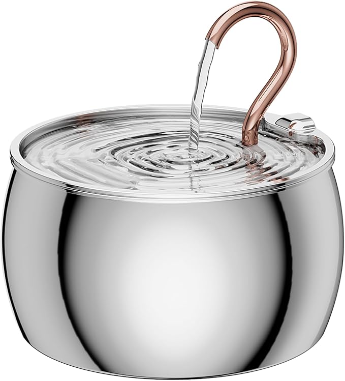 2.5L/84oz Gooseneck Cat Water Fountain Stainless Steel Quiet | Kitty Spout Cat Fountain for Drinking, Pet Water Fountain for Cats Inside, Automatic Cats Water Dispenser, for Pets