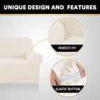 Stretch Sofa Slipcover 1 Piece Sofa Cover for 3 Cushion Couch Furniture Protector/Cover Couch with Elastic Bottom Soft and Durable Sofa Cover Pet Protector (Sofa, Cream)