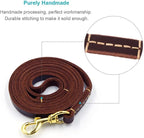FAIRWIN Genuine 5Ft Leather Dog Leash Leads Rope for Large/Medium/Small Dogs Training/Walking (S - 5 ft x 3/8 inch, Reddish Brown)