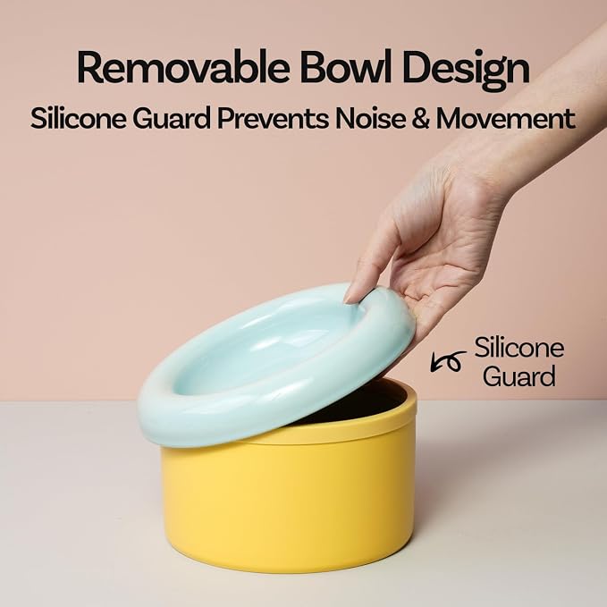 Donut Bowl Elevated Ceramic Cat Bowl with Stand, Raised Whisker-Friendly Bowl for Cats & Small Dogs, Patented Donut Design, Made in Korea (Pink, Donut Only)