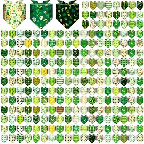 Geyoga 240 Pcs Dog Bandanas Bulk 4th of July Patriotic Pet Bandanas Adjustable Summer Triangle Dog Grooming Scarf Bibs Kerchief for Small Medium Large Cats Pet Costume(St Patricks Day) by Geyoga