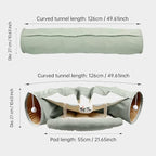 LEFTSTARER 2-in-1 Collapsible Cat Tunnel for Indoor Bed and Hideout - Pet Dog Rabbit Bunny Ferret Tunnel Tubes Toys with Removable Washable Mat, Tower Wheel Stuff