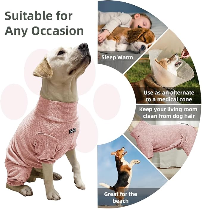 Dog Pyjamas PJS Sweater Clothing and Loungewear Suitable for Small to Medium Breeds of Dogs, Neutering Suits, Extra-Large Stretch Fabric, Four-Legged Dogs Clothes Pyjamas (Sweater Pink, XL)