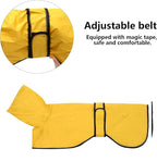 Greyhound Whippet Raincoat Waterproof with Reflective Stripe high Neck fit for Italian Greyhounds Whippets Long Back Breeds - Yellow - XL