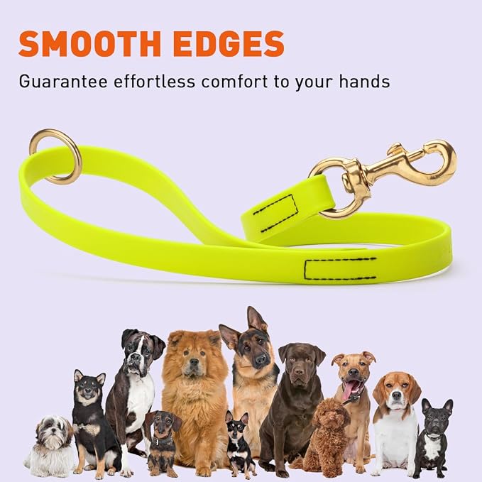 Viper Biothane K9 Working Dog Leash Waterproof Lead for Tracking Training Schutzhund Odor-Proof Long Line with Solid Brass Snap for Puppy Medium and Large Dogs 20in, Safety Yellow