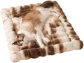 SOMAHE Cat Bed, Plush Faux Fur Kneading Flat Mat - Machine Washable Fluffy Pet Bed for Indoor Cats, Non-Slip Small Kitten Bed, Therapeutic Knead Cat Mat for Couch & Window Sill, 23"×15" Inch,Brown