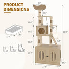 Garvee Tall Cat Tree with Litter Box Enclosure, 66.9-Inch Cats Condo, Multi-Level Perch & Scratching Posts for Cat
