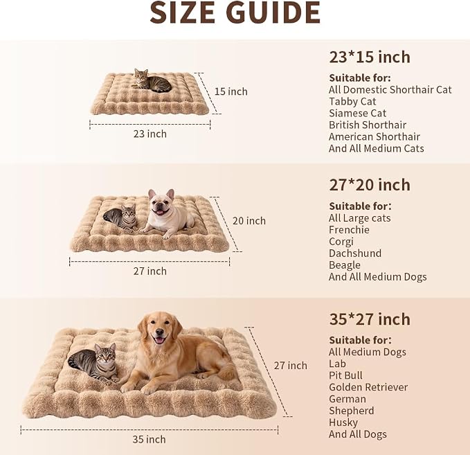 SOMAHE Plush Pet Bed Mat, Machine Washable, Medium 27x20 Latte Coffee | Machine Washable + Non-Slip Paw Bottom: plush pet mat stays fluffy and steadier for large cats and small dogs.