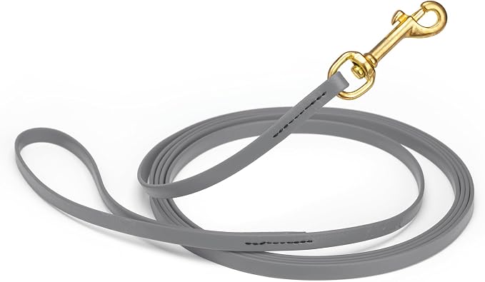 Viper Biothane K9 Working Dog Leash Waterproof Lead for Tracking Training Schutzhund Odor-Proof Long Line with Solid Brass Snap for Puppy Medium and Large Dogs, 33ft Battleship Gray