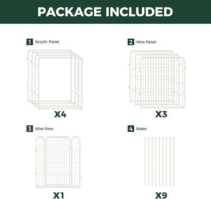 FXW AuraSpace Pro Acrylic & Wire Mesh Indoor Dog Playpen, 32" H, 8 Panels | Clear View, Heavy-duty Metal, Flexible Layouts, Easy Walk-Through, For Small & Medium Dogs, Patented
