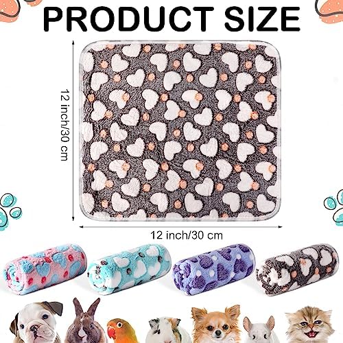 Reginary 4 Pcs Guinea Pig Fleece Cage Liners, Heart Pattern, 12 x 12 Inch - Image 2