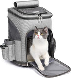 Wheeled Pet Carrier Backpack Pet Stroller, Travel Carrier, Car Seat for Small Dogs Cats Puppies, Comfort Cat Backpack Removable Rolling Wheels – Mesh Ventilation Windows (Grey)